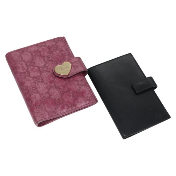 GUCCI GG Canvas Day Planner Cover 2 Set Black Purple Auth ti2799 - Picture 1 of 16